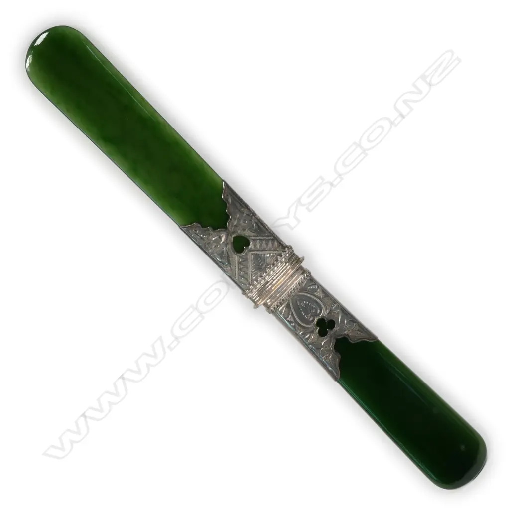 A colonial silver and pounamu paper knife Image 1++